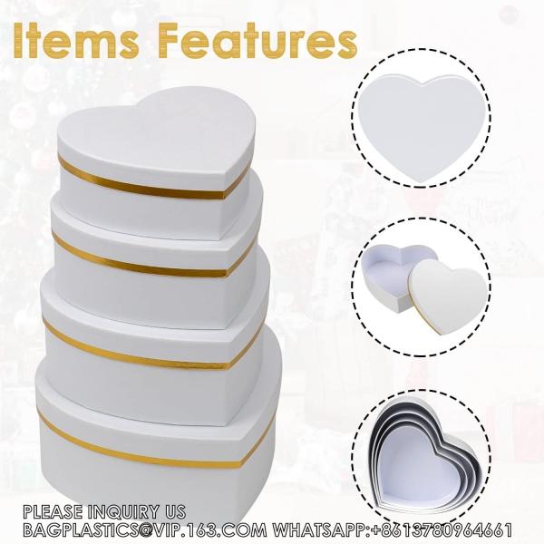 White Gift Boxes With Lids For Present Heart Shaped Flower Boxes For Arrangements Set Of 4 Floral Boxes Packaging