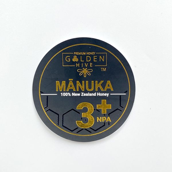 Personalized Food Round Label Silkscreen Printing Bopp Paper Spot Gold and Uv Black Sticker With Logo