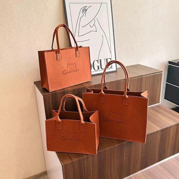 Factory Price Carry Tote Shopping Bag Felt Grocery Tote Bag Large Portable Handbag Reusable Gift Bag For Party Favors Gym Beach DIY Handcraft