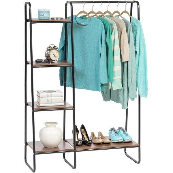 Bedroom Modern Wardrobe Cabinet Wooden Cloth Stand rack 4 Tier