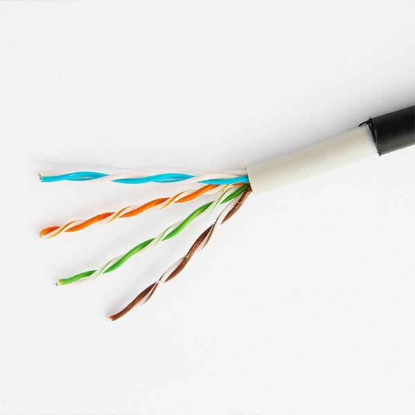 Outdoor UTP CAT5E Cable 24AWG Solid PE+PVC 500FT Black Outdoor Waterproof Cable