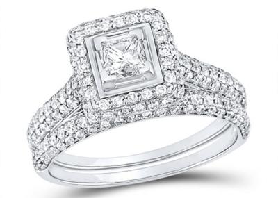 14K Yellow Gold Square Cut Promise Rings 0.8ct Three Stone