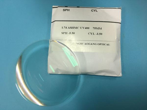 Hydrophobic / AR Coating Prescription Eyeglass Lenses 1.74 Index Aspherical Surface