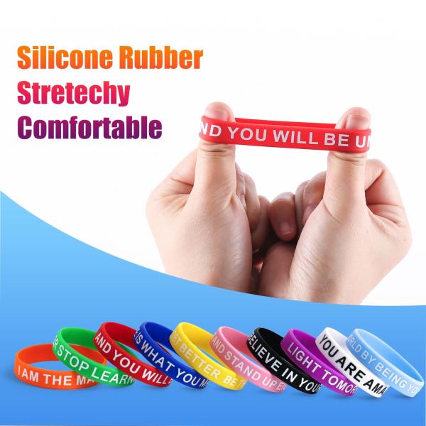 Custom Motivational Silicone Rubber Wristbands 10 Pieces Packed in OPP Bag - SGS Certified