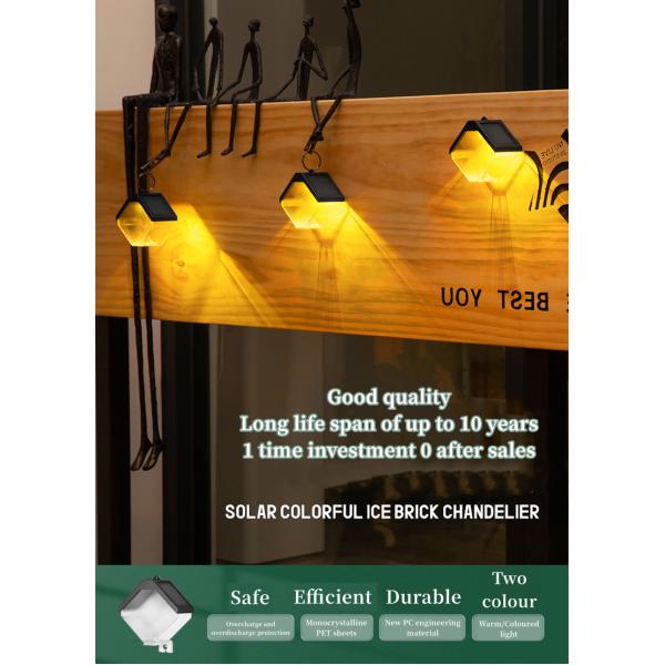 Solar Powered Ice Brick Chandelier Automatic and Waterproof for Outdoor Villa Hanging
