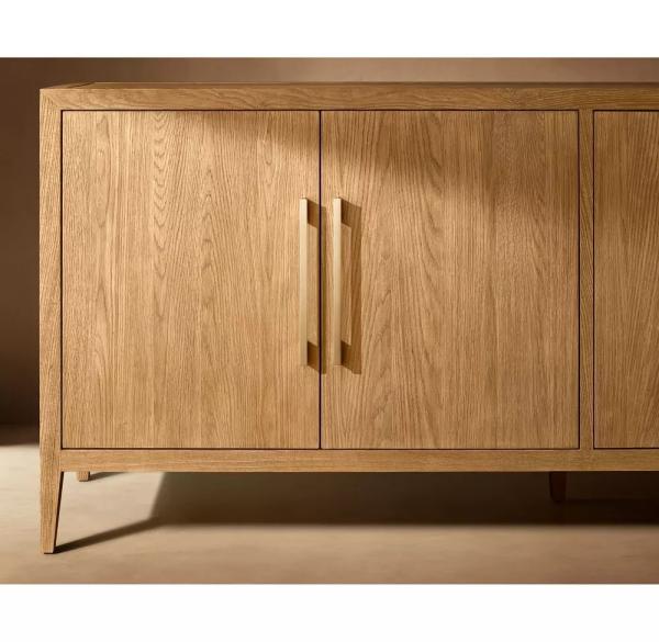 Medieval Style Walnut Console Table Roller Shutter Door Cabinet