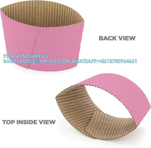 Christmas Paper Coffee Cup Sleeves, Disposable Corrugated Cardboard Paper Jacket Fit 12oz, 16oz, 20oz, 24oz