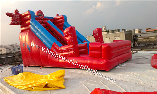 inflatable spider man bouncy castle , inflatable dry slide , inflatable slide