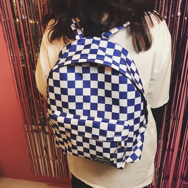 2018 new hip-hop fashion checkerboard circle label campus backpack for high school students