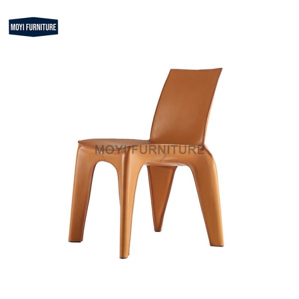 Dining Chair Metal Legs Customizable Italian Luxury Design Leather Backrest Offering Exceptional Seating Experience