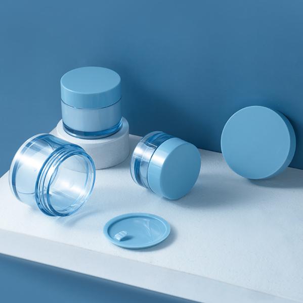 Frasco plástico azul 10ml do creme de cara da etiqueta PETG da etiqueta a 50ml