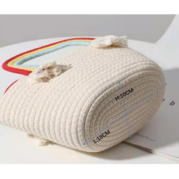 Rainbow Cloud Cotton Woven Bag , Crochet Beach Bag for Seaside Holiday