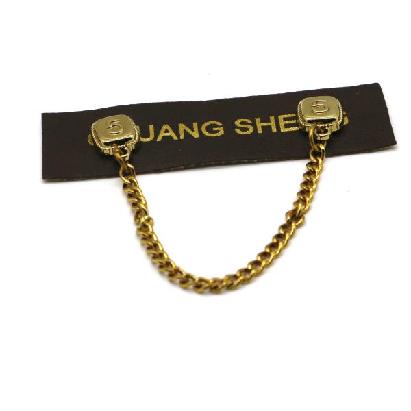 gilding Custom Leather Logo Patches For Clothes with Gold Metal Chain 7.5cm×2cm