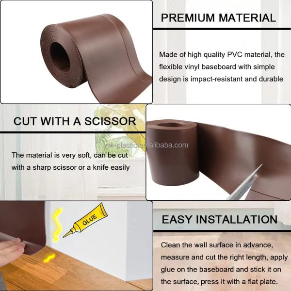 Vinyl Skirting Board Rubber Baseboard Trim Molding Payment Term 30% Deposit 70% Balance