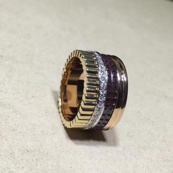 Black Ceramic Gold Jewellery Rings 18K Gold Women's With Natural SI H Diamond