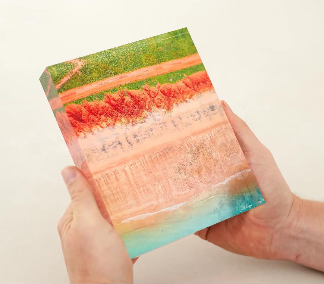 Custom Solid Acrylic Block With UV Printing And Clear  For Display Stands