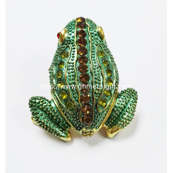 New design reinstone enamel Jiraffe frog pewter jewelry box metal pewter frog pewter jewelry box