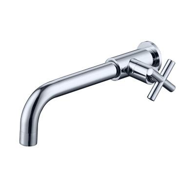Brass Bathroom Single Cold Water Basin Tap Modern Wall Mounted Cross Handle