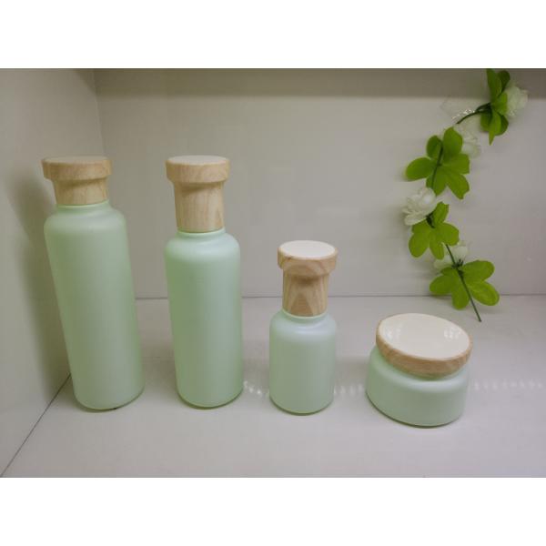 Professional Glass Cosmetic Packaging Cream Bottles Wooden Look Plastic Cap Pump Bottles
