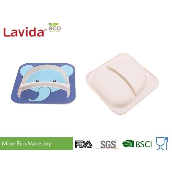 Baby Elephant Design Bamboo Childrens Dinner Set , Recycled Natural Bamboo Kids Dinnerware