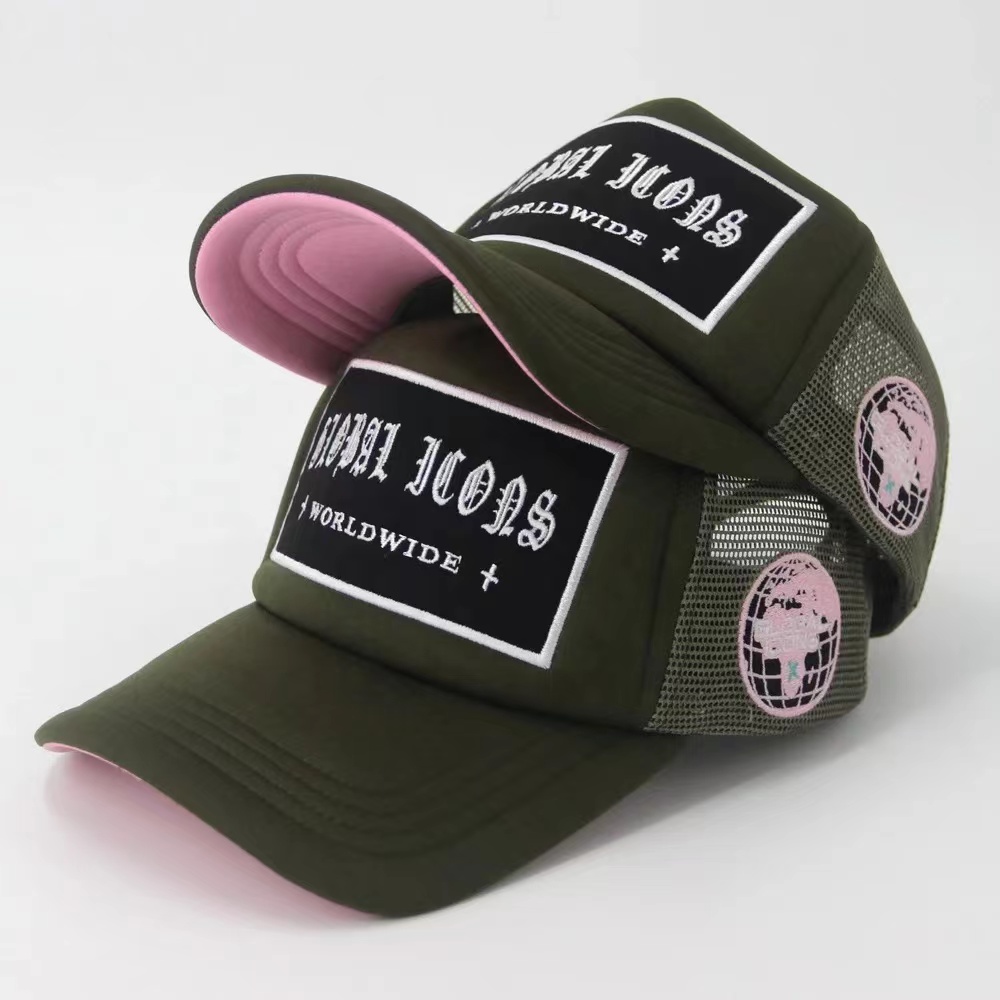 Custom A Frame 5 Panel Baseball Caps 100% Cotton 3D Embroidered Two Tone