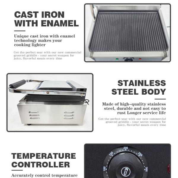 Кухня Кулинария Электрический Панини Сэндвич Мастер с чугунными грилями и тарелками