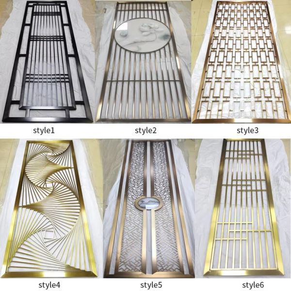 Modern Stainless Steel Screen Partition Decorative Gold Metal Room Divider For Bedroom