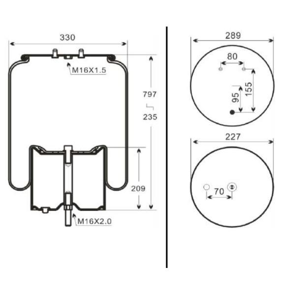 Прочная резиновая весна воздуха 1774804 1903608 W01-M58-8535 для тележки