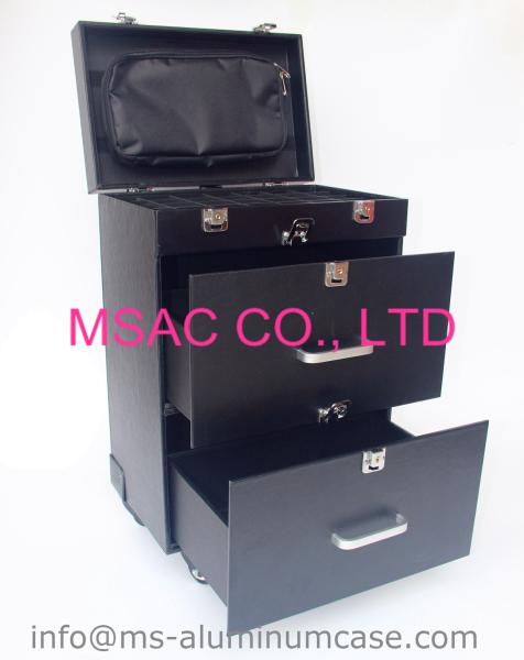Professional Trolley Aluminium Beauty Case With Wheels PVC Lining Waterproof