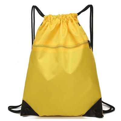 Eco Friendly Outdoor Waterproof Bag / Drawstring Backpack With Front Zipper Pocket