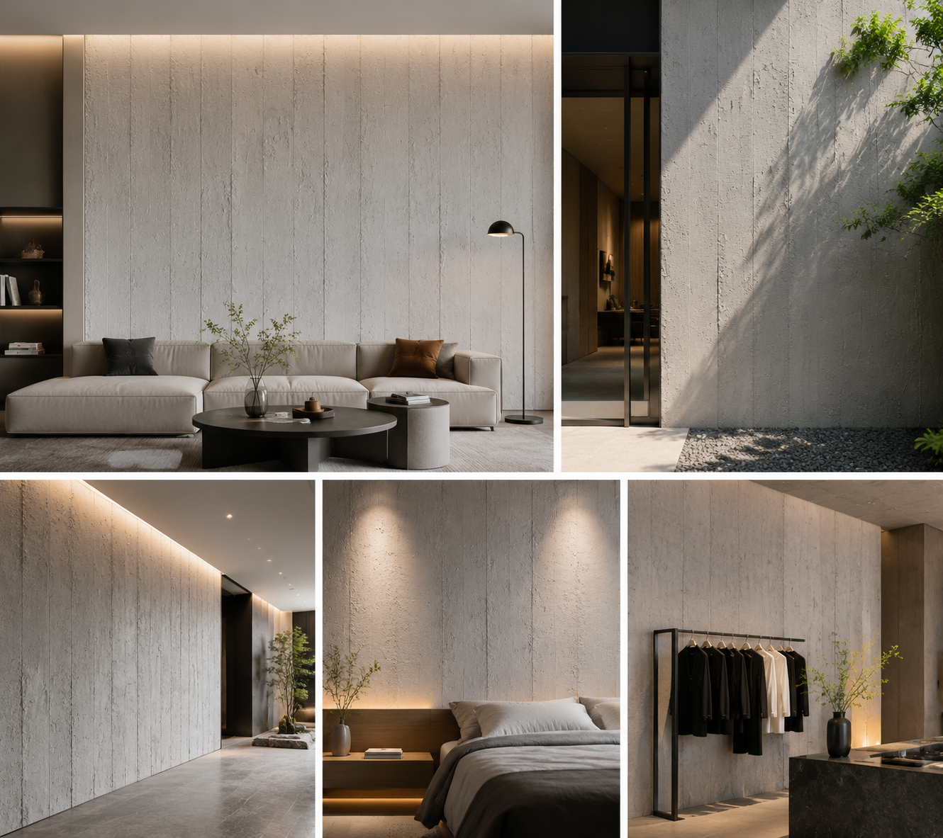 Textured PU Stone Cement Concrete Board 3D Artificial Wall Panel For Shop Exterior