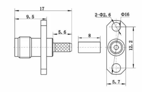 Flange SMA Connector Female Two Hole Connector Customized SMA-KFD3
