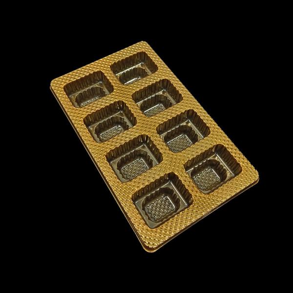 Gold 8-Cell PET Chocolate Tray Food Grade Packaging