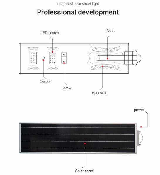 Factory discounts 60W bright 12 hours working light Aluminum controller motion sensor led all in one solar street light