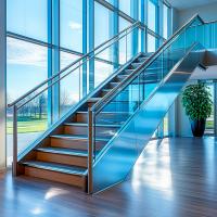 Manches en acier inoxydable poli durables avec pinces en verre de 8 à 12 mm pour clôtures d'escalier