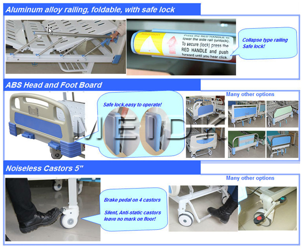 4 кровать больницы ICU рукояток анти- обработанная ржавчиной ручная с функцией CPR