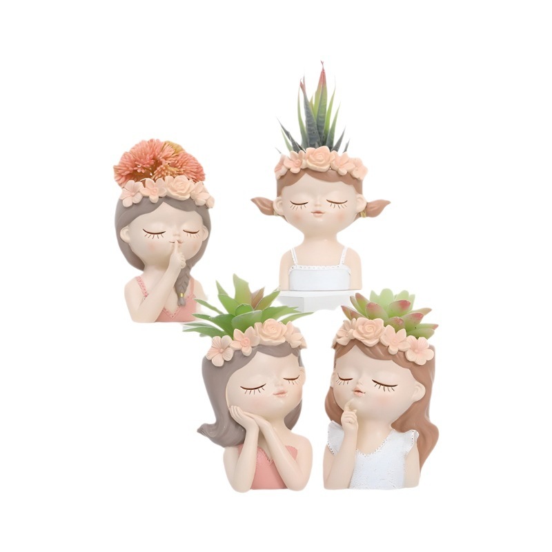 Cute Girl Face Planter for Home Decor