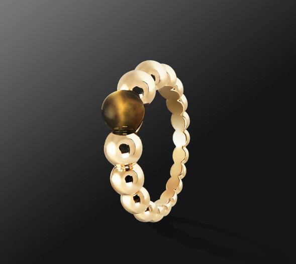 Perlée Variation Ring18K Yellow Gold Ring with Tiger's Eye Stone