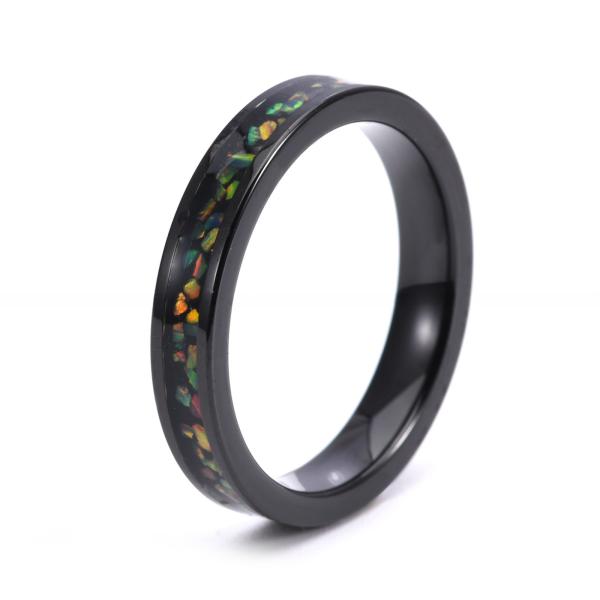 Tungsten Carbide Galaxy Wedding Band Opal Inlay Black Rose Gold Silver 4mm For Women