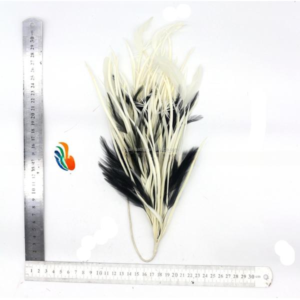 15*30 cm Party Decoration Hackle Feather and Stripped Coque Feather Flower Mount with Wire Accessory