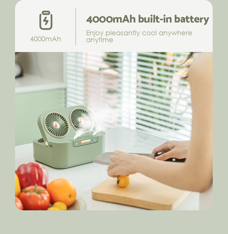 3 вентилятор таблицы брызг воды скорости 10W 5V 2000mAh перезаряжаемые