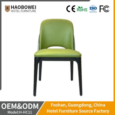 Banquet Party Mustard PU Leather Dining Chair Ash Wood For Home Dining Room