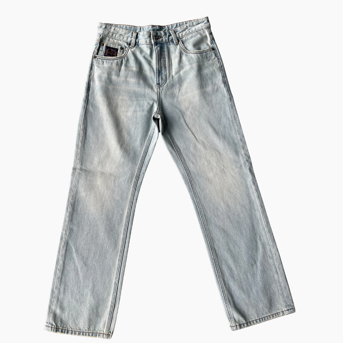 Light Men's Jeans Loose Mid Waist Straight Jeans Vintage Wash