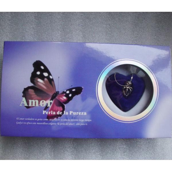 Spanish Versions Color Box  Love Pearl Necklace Gift Box With Fashion Cage Pendant for Birthday or Holiday Gift