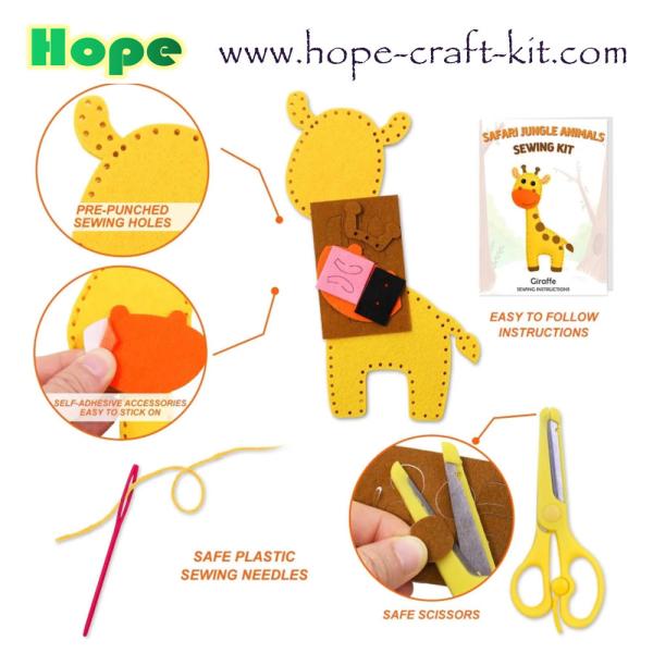 Felt Nonwoven Cloth Sewing with Safe Plastic Niddles for Kids Children Creative DIY handcraft Animals Bags OEM ODM