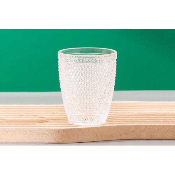 Beaded Hobnail Glass Drinking Cups Crystal Tumblers 260ml Old Fashioned Glasses