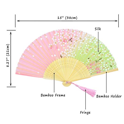 Custom Printed Silk Hand Fans Folding Bamboo Hand Fan for Weddings Favor