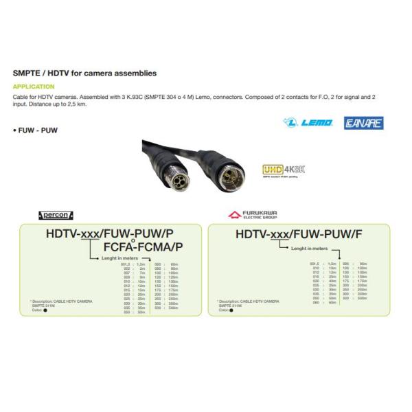 Compatível com o Socket 3k 93c Hd Cabos de câmeras de transmissão híbridas Smpte Fiber Hybrid 3k.93c Cabos