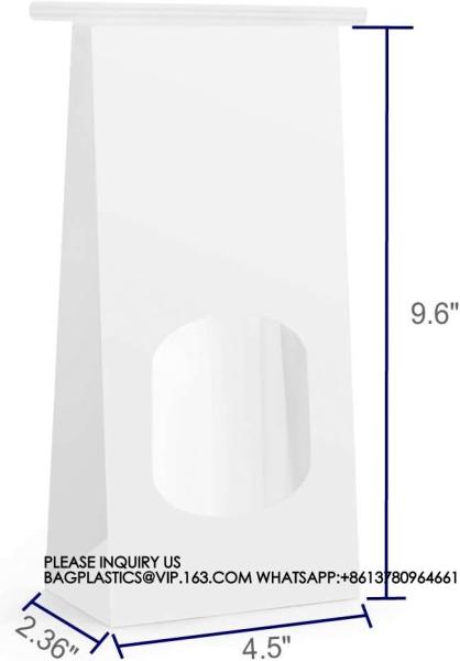 Tin Tie Tab Lock Bags White Window Bags Coffee Bags Cookie Bags Treat Bags Popcorn Bags Bakery Bags with Window