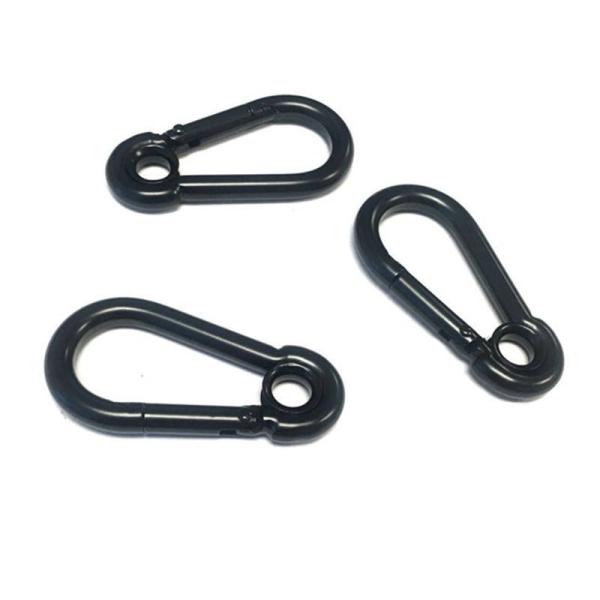Versatile Black Coated Stainless Steel Spring Snap Hook Carabiner for Any Environment